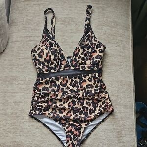 Leopard Print Kids One Piece Swimsuit
